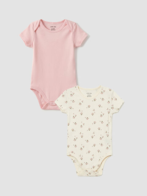 LCW baby Bisiklet Yaka Kız Bebek Çıtçıtlı Body 2'li - S6AK35Z1-LRB