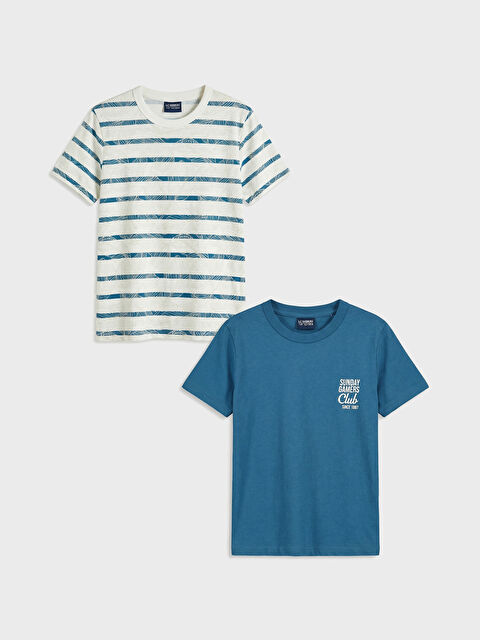 LCW Kids Bisiklet Yaka Erkek Çocuk Tişört 2'li - S6AK83Z4-LRA