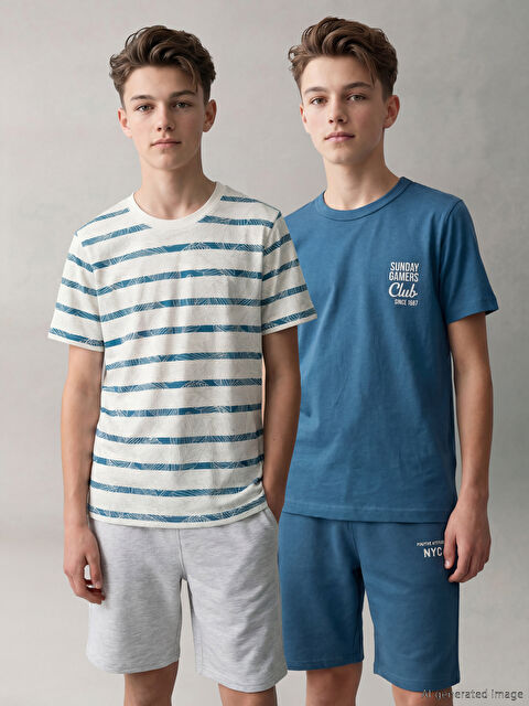 LCW Kids Bisiklet Yaka Erkek Çocuk Tişört 2'li