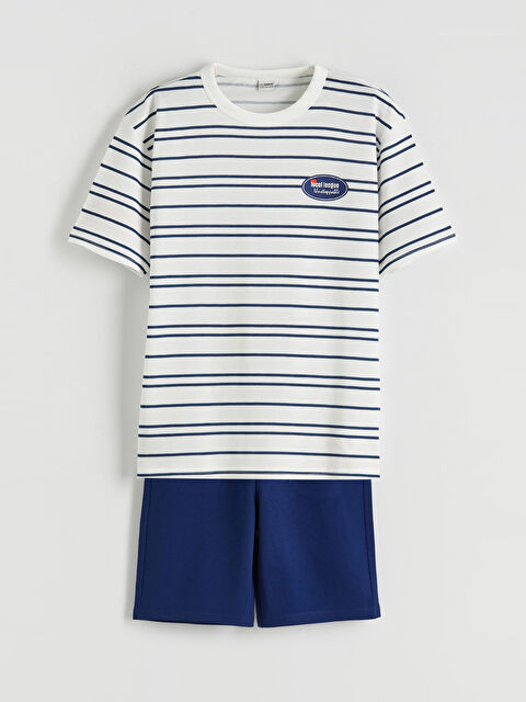 LCW Kids Полосатые футболка и шорты для мальчиков - S6AK90Z4-LEN