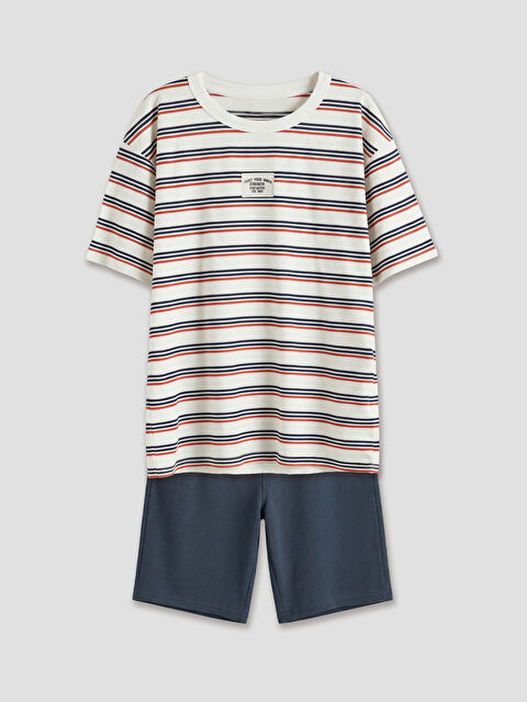 LCW Kids Çizgili Erkek Çocuk Tişört ve Şort - S6AK94Z4-E53