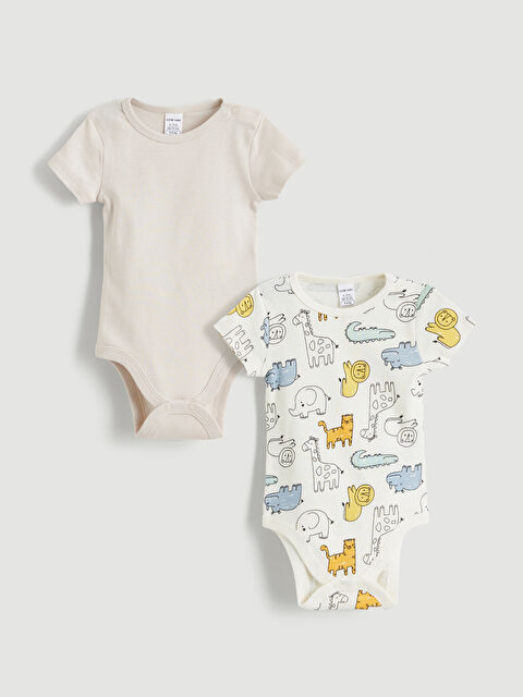 LCW baby Bisiklet Yaka Erkek Bebek Çıtçıtlı Body 2'li - S6AK98Z1-LRB