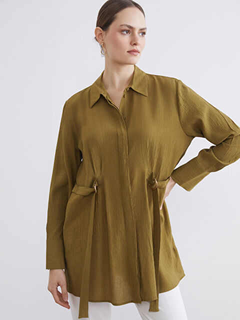 LCW STUDIO Textured Women's Shirt Tunic with Tie Detail - S6AL19Z8-G1B