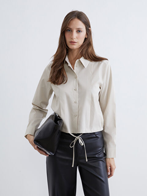 LCW STUDIO Women's Poplin Shirt with Tie Detail - S6AL22Z8-EYM
