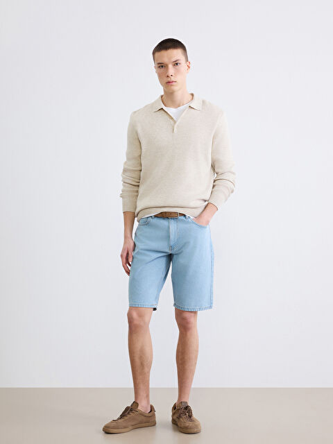 LCW Jeans მამაკაცები მუქი ლურჯი ჯინსის შორტები - S6AL41Z8-311