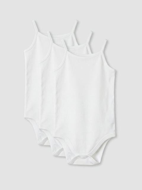 LCW baby Kare Yaka Kız Bebek Çıtçıtlı Body 3'lü