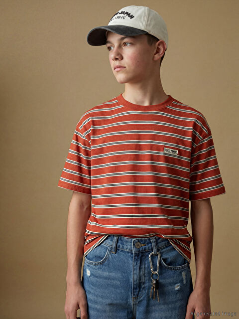 LCW Kids Bisiklet Yaka Erkek Çocuk Çizgili Tişört