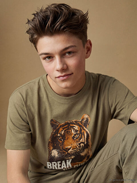 LCW Kids Bisiklet Yaka Baskılı Erkek Çocuk Tişört