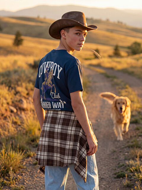 LCW Kids Bisiklet Yaka Baskılı Erkek Çocuk Tişört