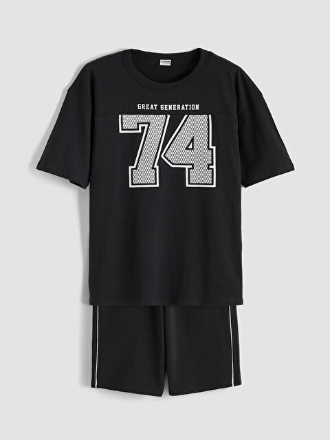 LCW Kids Bisiklet Yaka Baskılı Erkek Çocuk Tişört ve Şort - S6AN85Z4-HRD