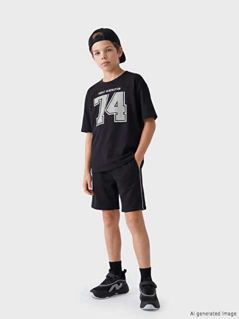 LCW Kids Bisiklet Yaka Baskılı Erkek Çocuk Tişört ve Şort - S6AN85Z4-HRD