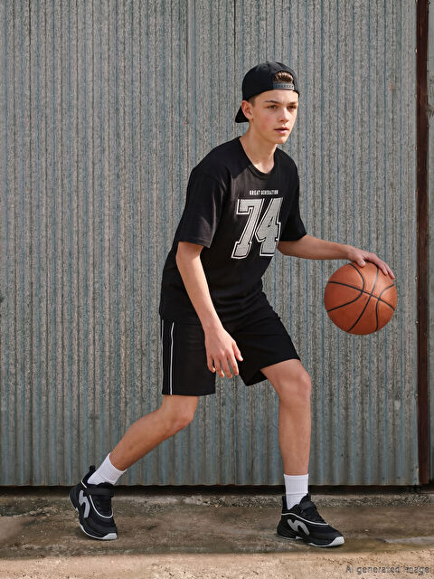 LCW Kids Bisiklet Yaka Baskılı Erkek Çocuk Tişört ve Şort