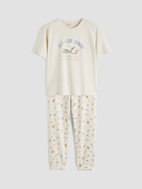 LCW DREAM Bisiklet Yaka Baskılı Kadın Pijama Takımı - S6AO15Z8-DCY