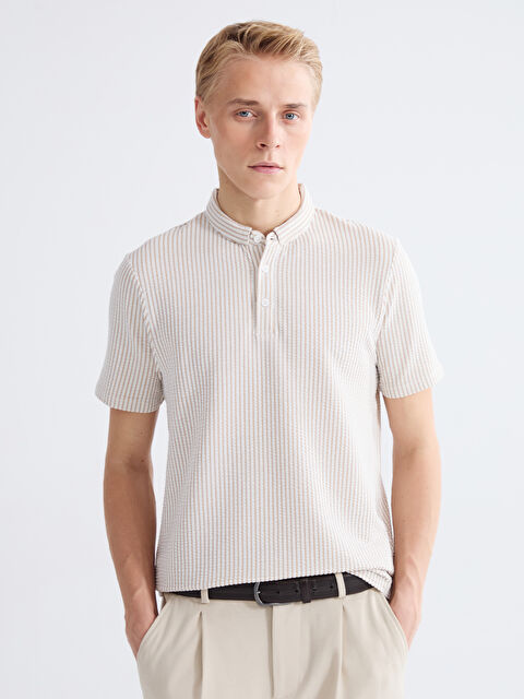 LCW Vision Hakim Yaka Çizgili Erkek Tişört - S6AO58Z8-ELZ