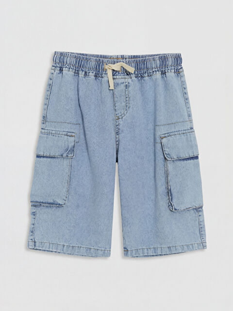 LCW Kids Beli Lastikli Erkek Çocuk Kargo Jean Şort