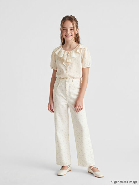 LCW Kids İspanyol Paça Çiçekli Kız Çocuk Pantolon - S6AQ87Z4-LQA