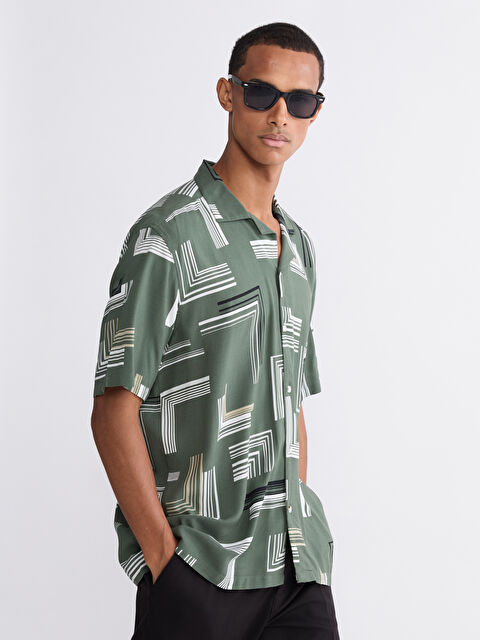 LCW Vision Regular Fit Printed Viscose Men Shirt - S6AQ93Z8-VFD