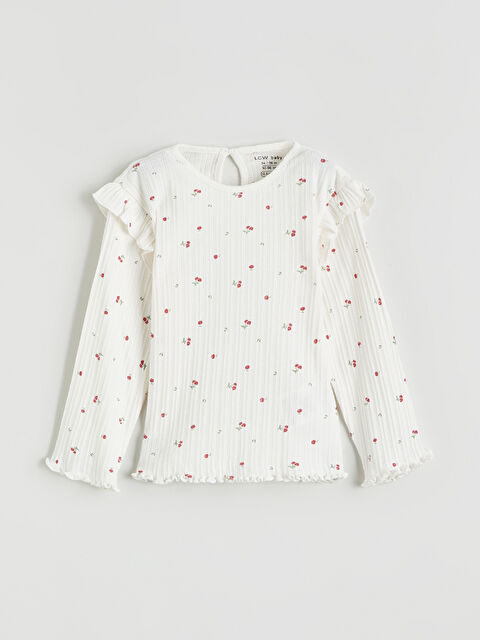 LCW baby Baskılı Kız Bebek Uzun Kollu Tişört