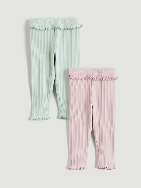 LCW baby Fırfır Detaylı Kız Bebek Fitilli Tayt 2'li - S6AR01Z1-VWX