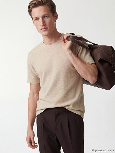 SOUTHBLUE تي شيرت رجالي محبوك بياقة دائرية