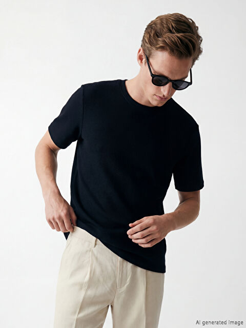 SOUTHBLUE Crew Neck Men's Textured T-Shirt - S6AR66Z8-RFH