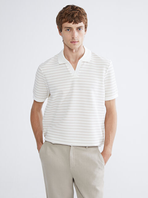SOUTHBLUE Polo Collar Striped Pique Men's T-Shirt - S6AR71Z8-ELZ