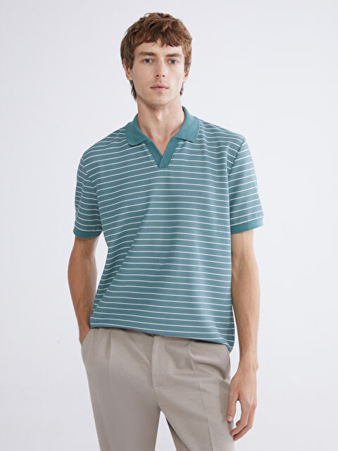 SOUTHBLUE Polo Collar Striped Pique Men's T-Shirt - S6AR71Z8-ZPA