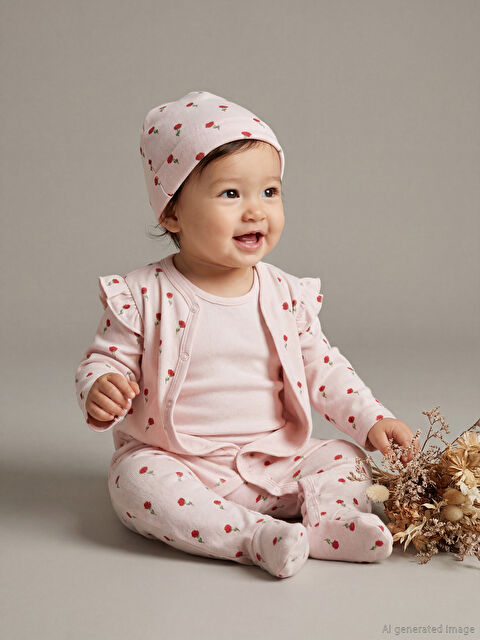 LCW baby Çiçekli Kız Bebek Hastane Seti - S6AR98Z1-LT4