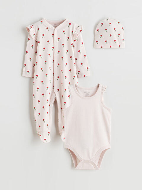 LCW baby Çiçekli Kız Bebek Hastane Seti - S6AR98Z1-LT4