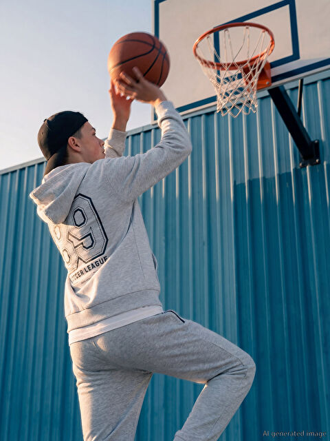 LCW Kids Baskılı Kapüşonlu Erkek Çocuk Fermuarlı Sweatshirt