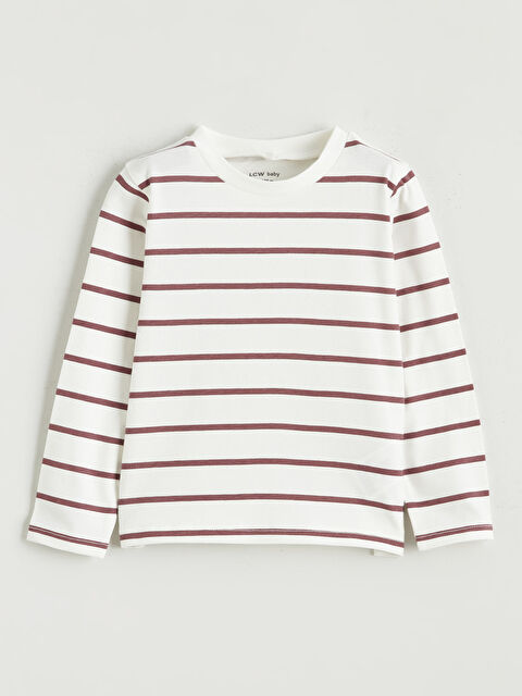 LCW baby Bisiklet Yaka Çizgili Kız Bebek Tişört