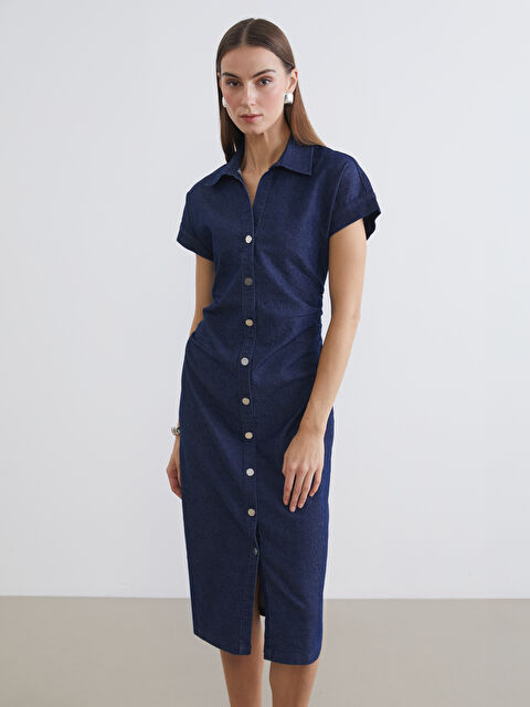 LCWAIKIKI Classic Haljina od teksasa sa naboranim okovratnikom. - S6AS58Z8-309