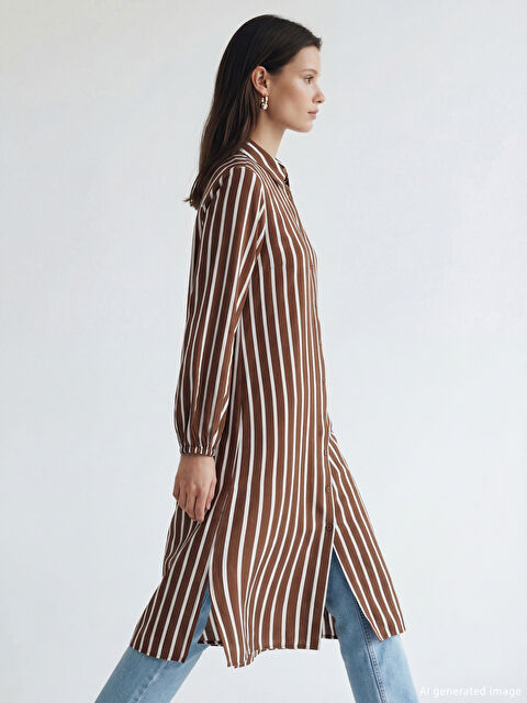 LCW Modest تونيك قميص مخطط للسيدات