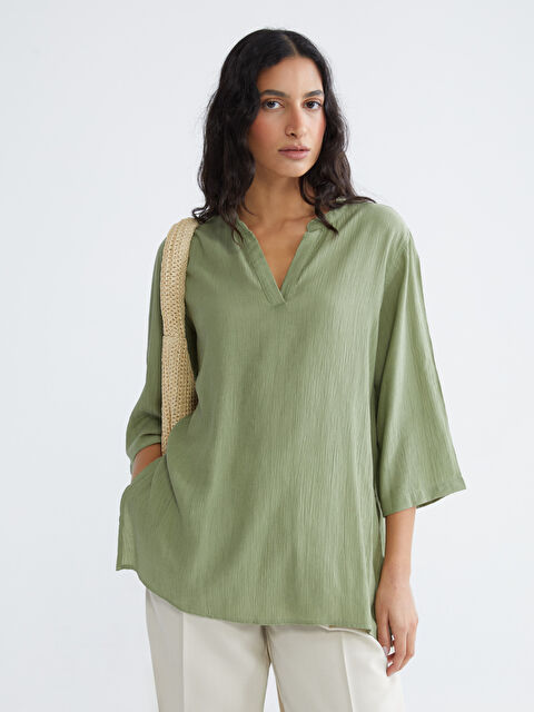 LCW Modest Notch Neck Oversize Women's Tunic - S6AS63Z8-F7Z