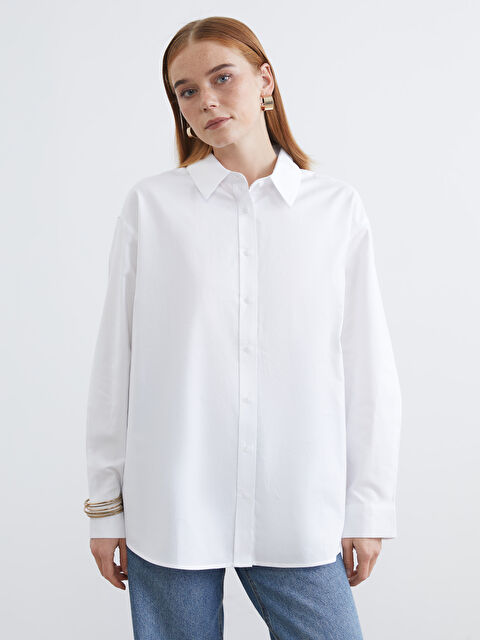 LCW Modest განიერი პოპლინის ქალის პერანგი ტუნიკა - S6AS73Z8-Q6K