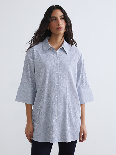 LCW Modest Ριγέ Γυναικείο Πουκάμισο Τουνίκ - S6AS79Z8-LEN