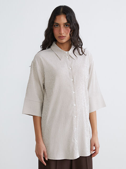 LCW Modest Striped Women's Shirt Tunic - S6AS79Z8-LEW