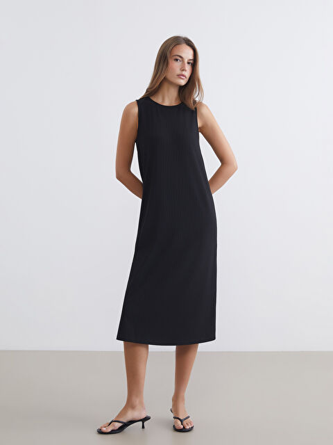 LCW Comfort Haljina sa okruglim izrezom, rebrasta, sa prorezom - S6AS81Z8-CVL