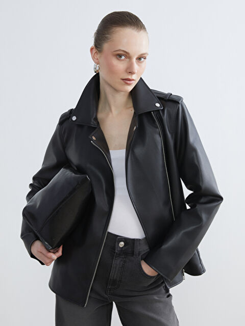 LCW EVERYDAY Көйлек жағалы әйелдерге арналған жасанды былғары пиджак - S6AT08Z8-CVL