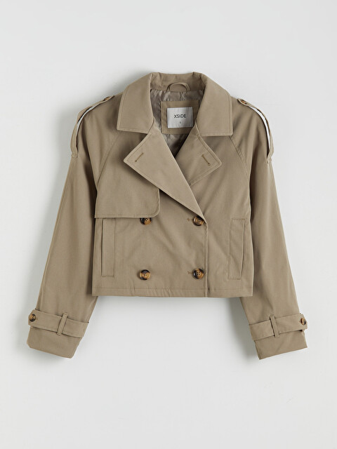 XSIDE Double-Breasted Cropped Trench Coat - S6AT62Z8-D2J - LC Waikiki