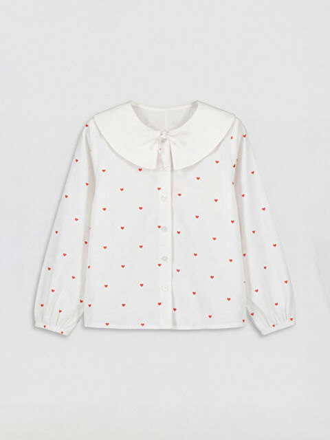 LCW Kids Bebe Yaka  Baskılı Poplin Kız Çocuk Gömlek