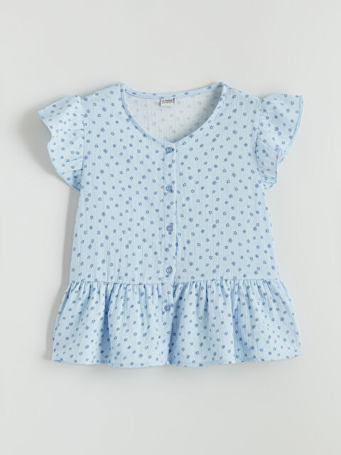 LCW Kids V Yaka Çiçekli Müslin Kız Çocuk Gömlek - S6AU72Z4-LQQ