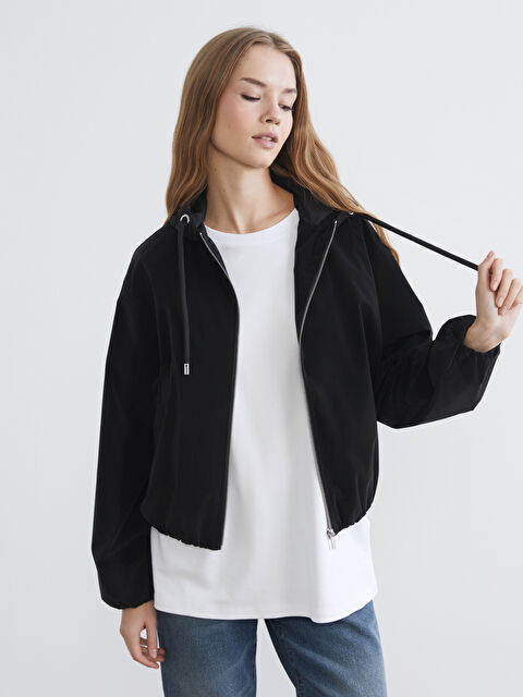 XSIDE Oversized Cropped Hooded Raincoat - S6AU95Z8-CVL