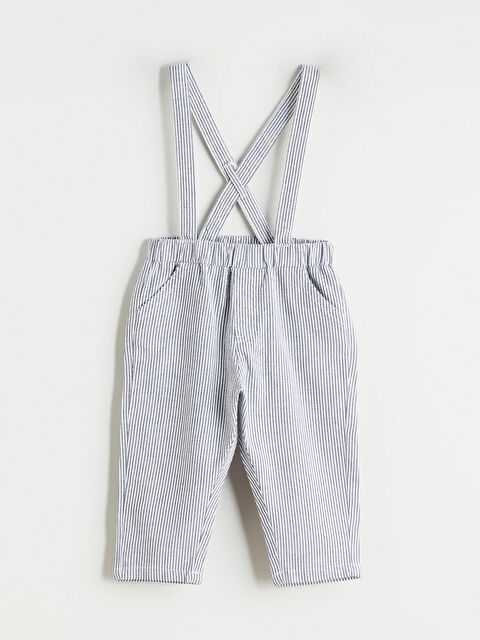 LCW baby Erkek Bebek Çizgili Askılı Pantolon