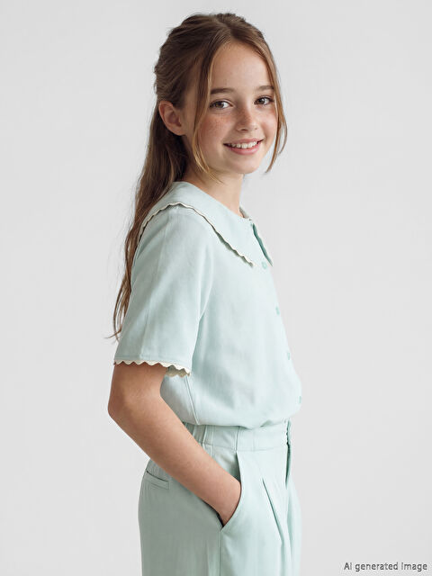 LCW Kids Bebe Yaka Kısa Kollu Kız Çocuk Gömlek - S6AV78Z4-FFV