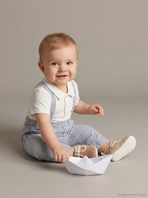 LCW baby Polo Yaka Erkek Bebek Tişört Ve Askılı Pantolon 2'li - S6AY05Z1-FDU