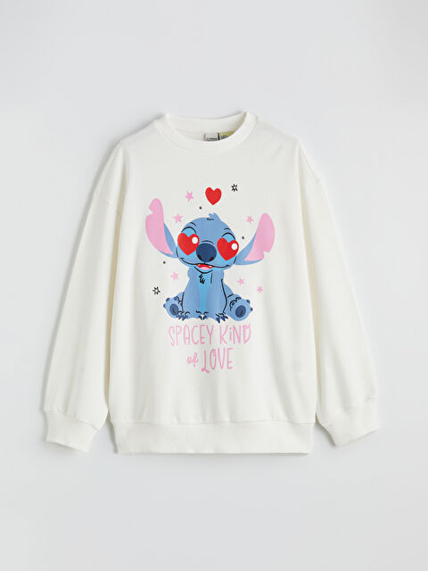 LCW Kids Stitch Baskılı Kız Çocuk Sweatshirt - S6AY95Z4-R9J