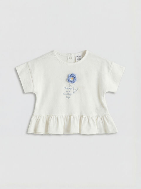 LCW baby Bisiklet Yaka Nakışlı Fırfırlı Kız Bebek Bluz - S6BA20Z1-FDU