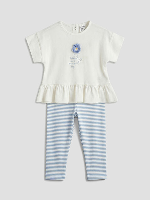 LCW baby Nakışlı Kız Bebek Tişört ve Tayt Takım - S6BA22Z1-FDU