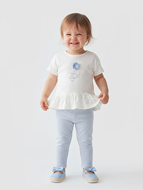 LCW baby Nakışlı Kız Bebek Tişört ve Tayt Takım